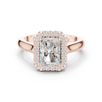 Gold Ring DDLR-338, Radiant center stone, Rose Gold