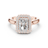 Gold Ring DDLR-338, Radiant center stone, Rose Gold