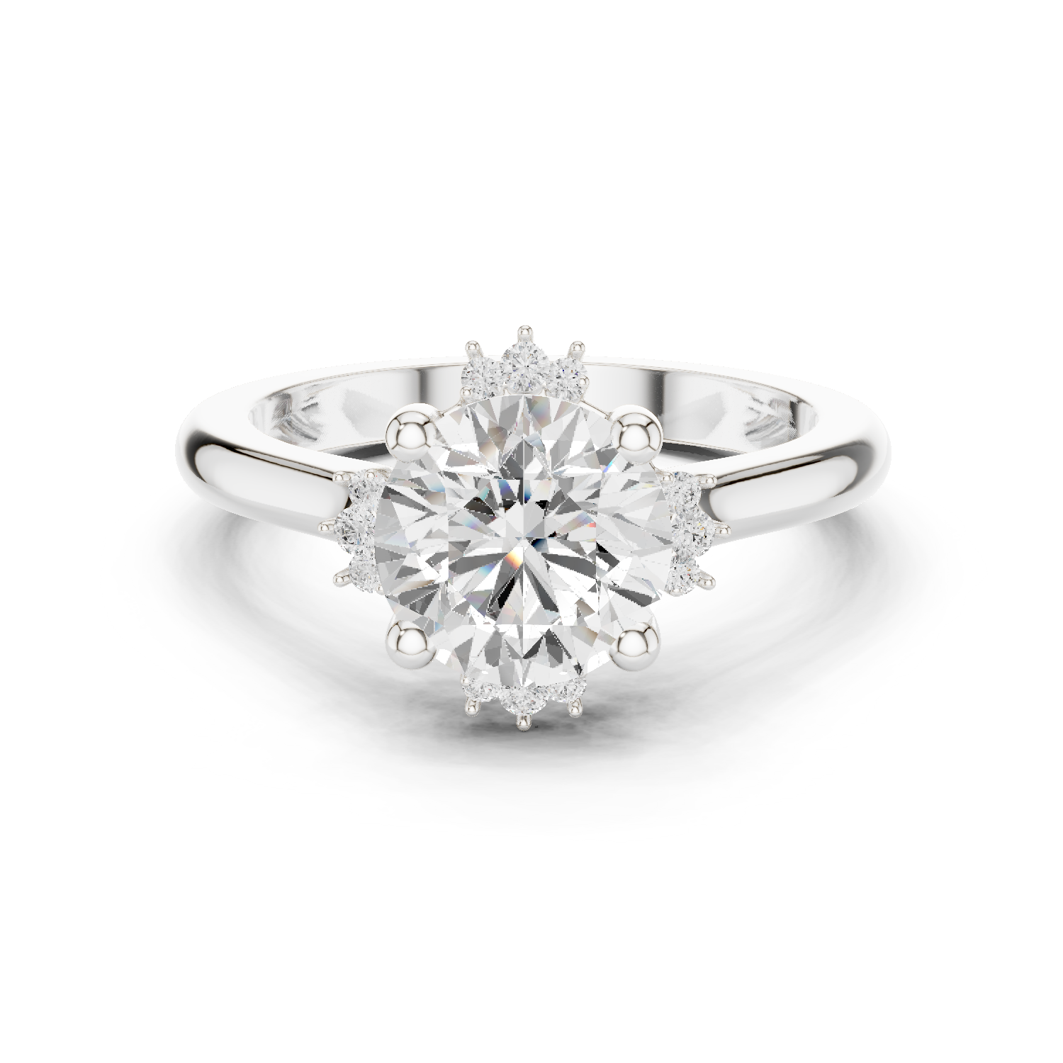 Gold Jewelry L35-123, Round center stone, White Gold