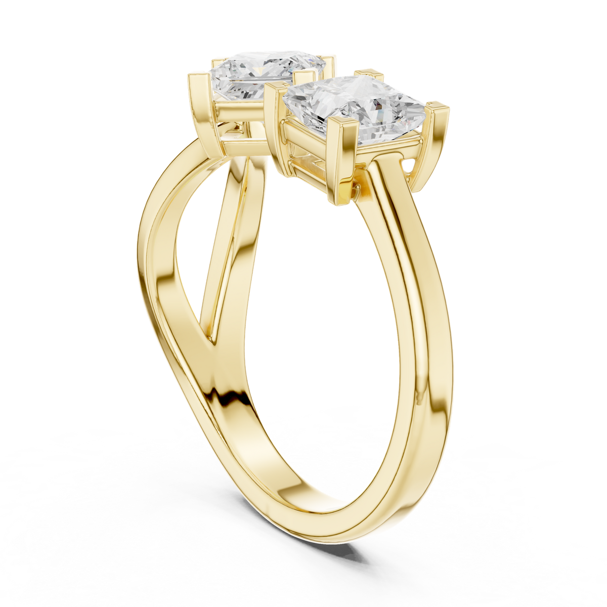 14K Solid Gold Lab Diamond Crossover Ring, Yellow Gold, view 1