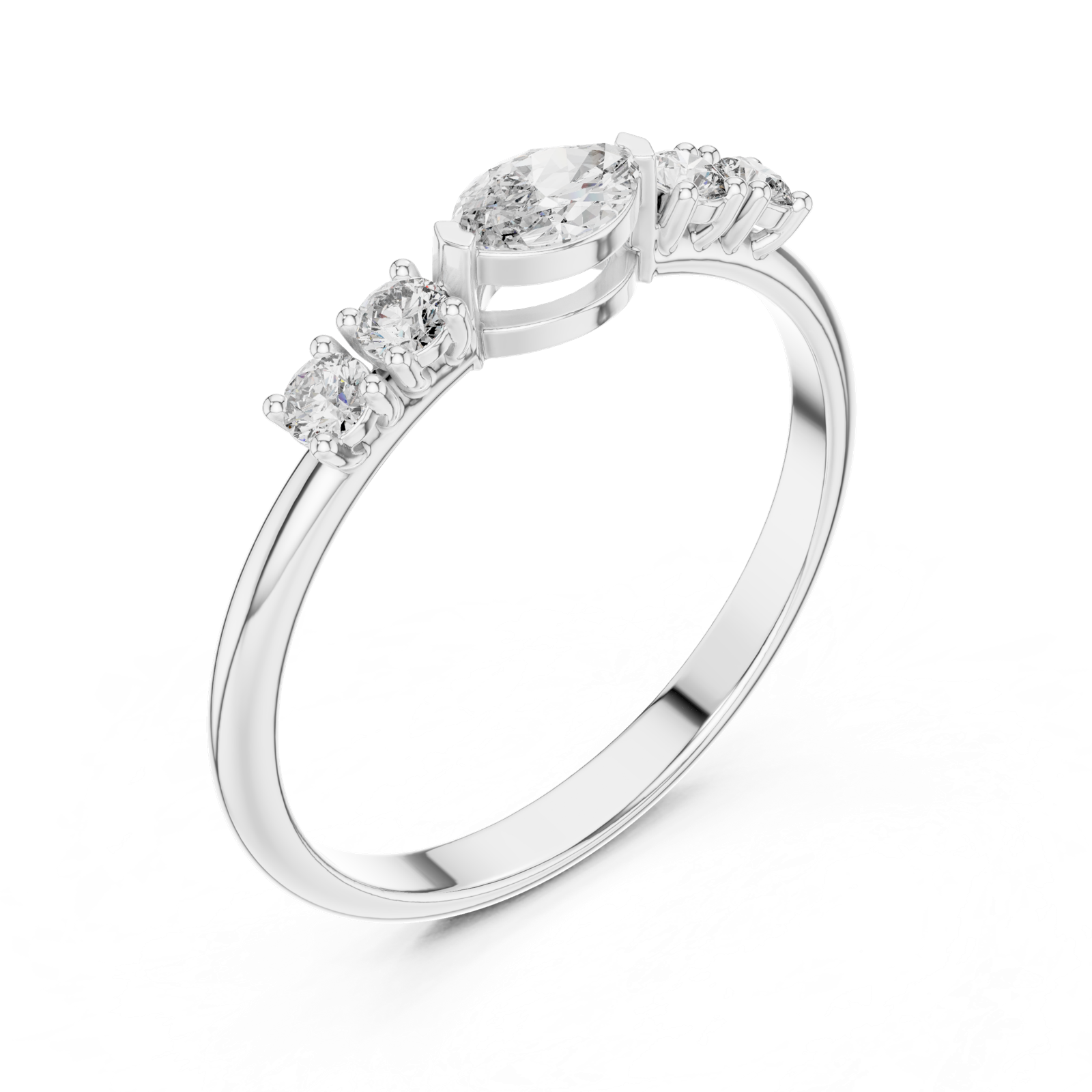 Gold Ring HLR-104, White Gold, view 2