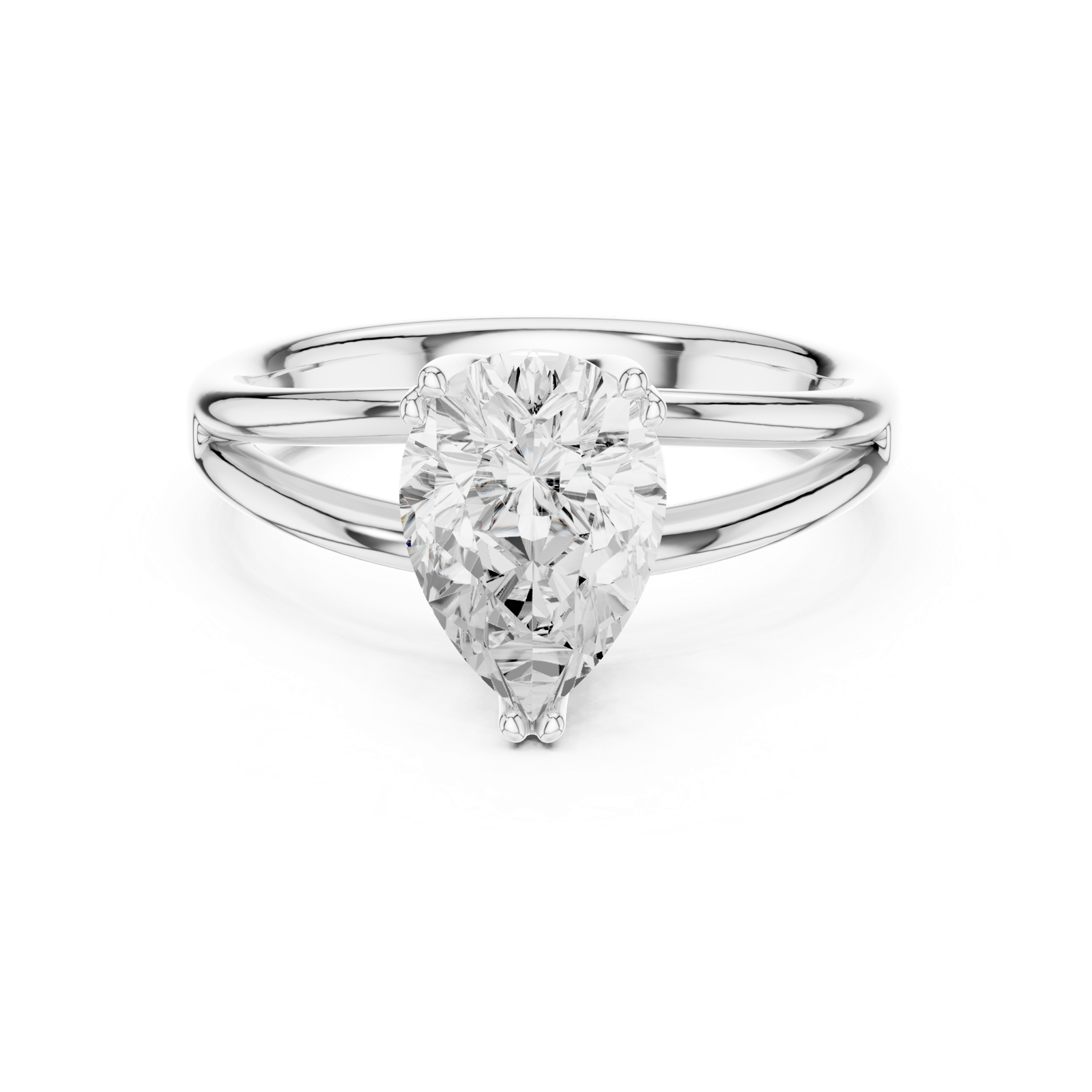 Gold Jewelry L36-7, Pear center stone, White Gold, view 4
