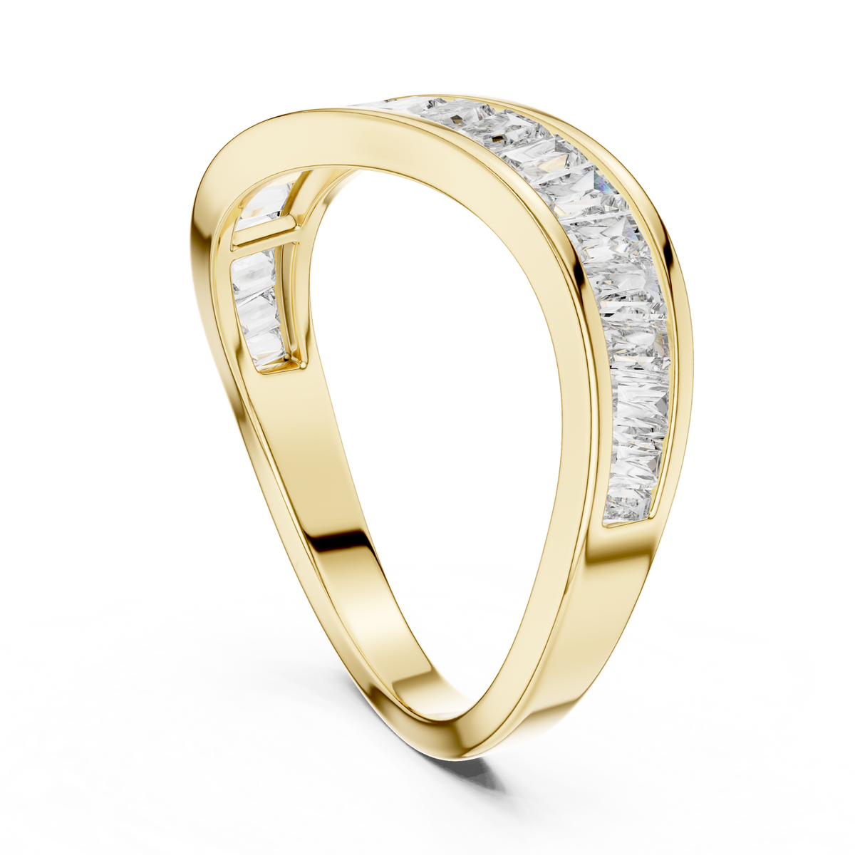 14K Solid Gold Lab Diamond Crossover Ring, Yellow Gold, view 1