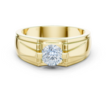 14K Solid Gold Lab Diamond Solitaire Ring, Yellow Gold