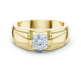 14K Solid Gold Lab Diamond Solitaire Ring, Yellow Gold