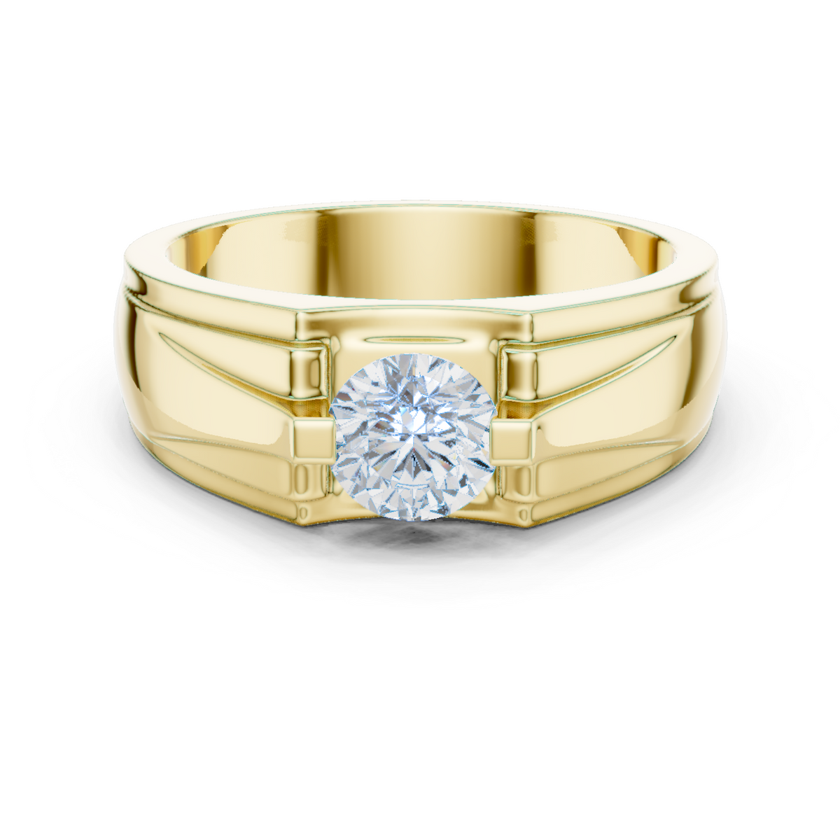 14K Solid Gold Lab Diamond Solitaire Ring, Yellow Gold