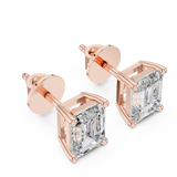 14K Solid Gold Lab Diamond Stud Earrings, Rose Gold, view 2