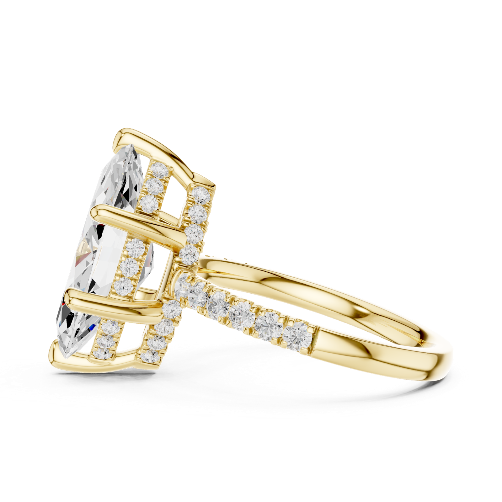 Gold Ring DDLR-259, Marquise center stone, Yellow Gold, view 3