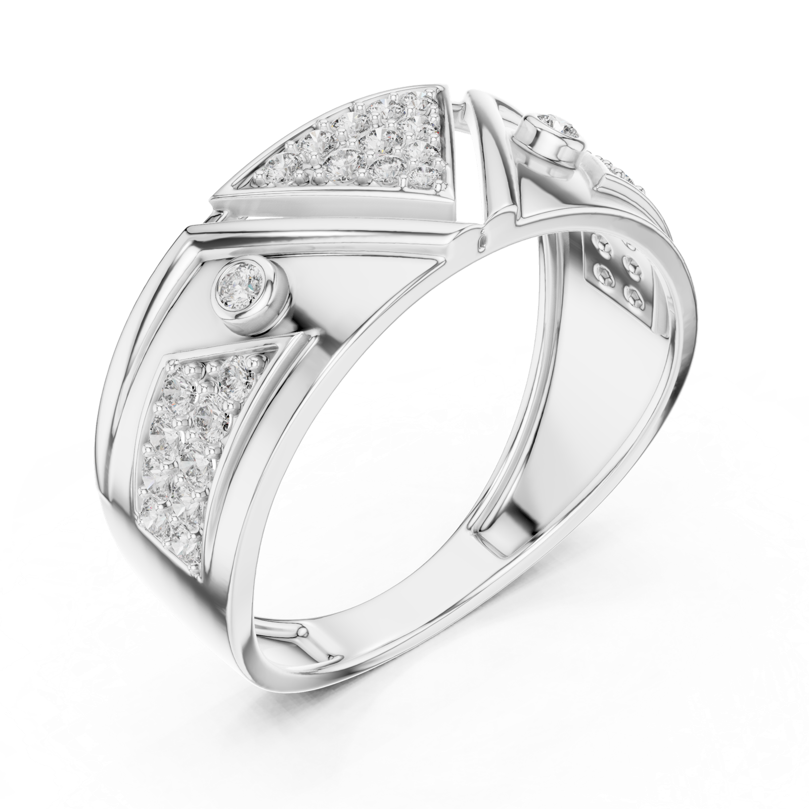 Gold Ring LR-01 (50), White Gold, view 2