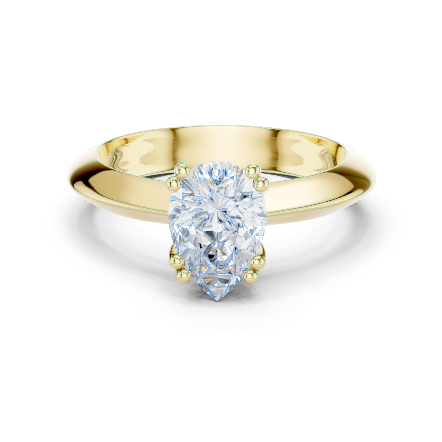 Gold Jewelry L36-8, Pear center stone, Yellow Gold