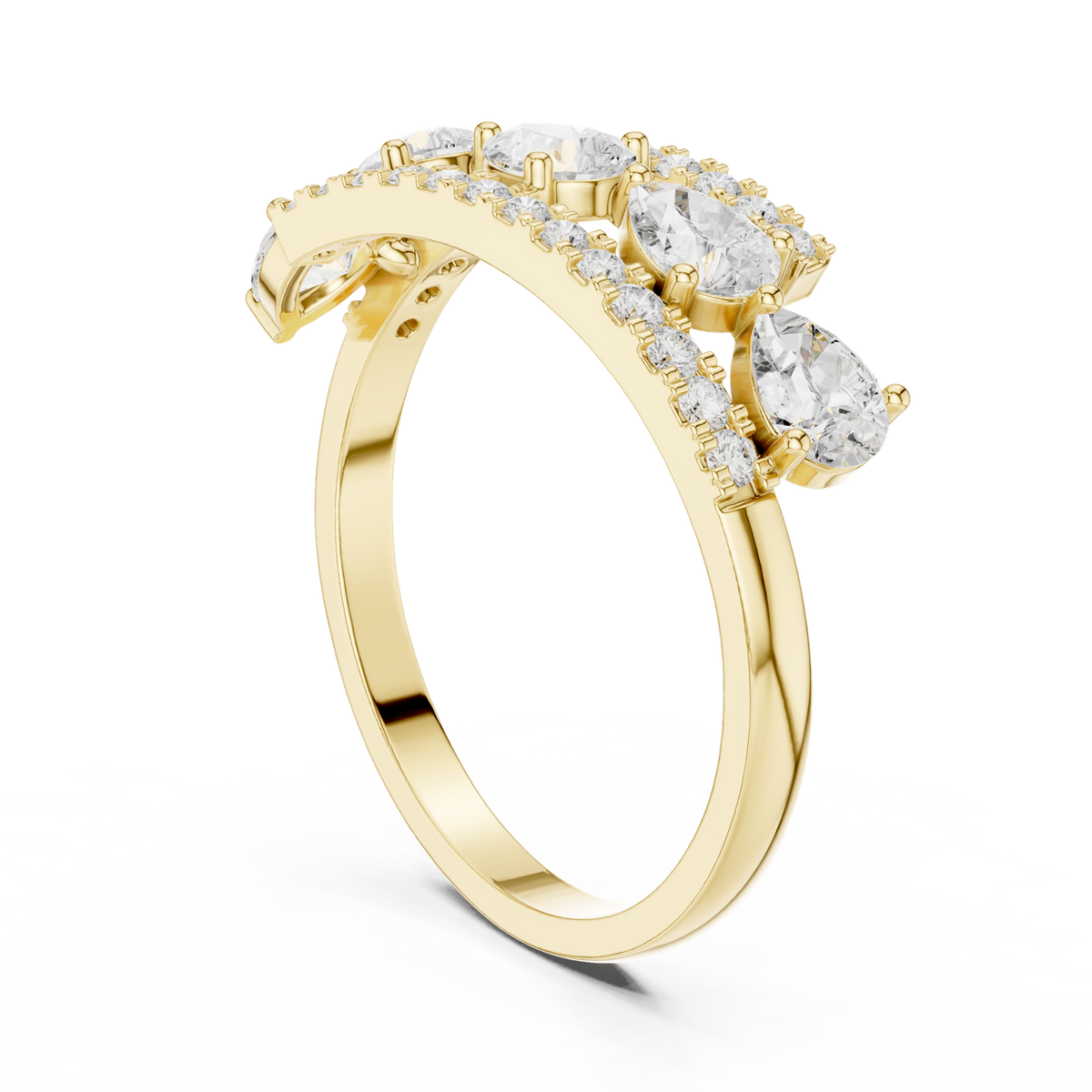 14K Solid Gold Lab Diamond Band Ring, Yellow Gold, view 1