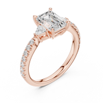Gold Ring, Emerald center stone, Rose Gold, view 2