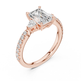 Gold Ring, Emerald center stone, Rose Gold, view 2