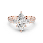Gold Ring DDLR-281, Marquise center stone, Rose Gold