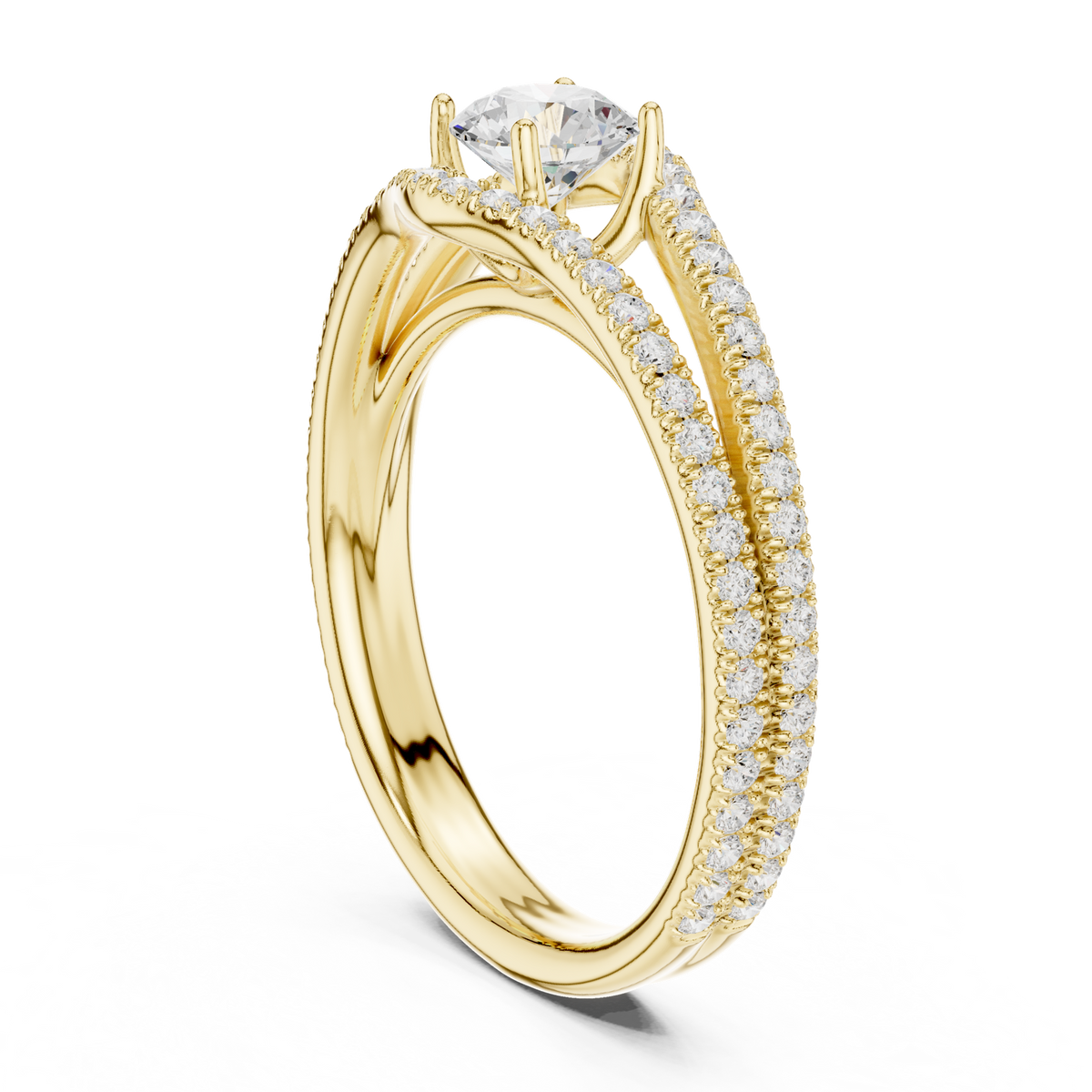 14K Solid Gold Lab Diamond Solitaire Ring, Yellow Gold, view 1