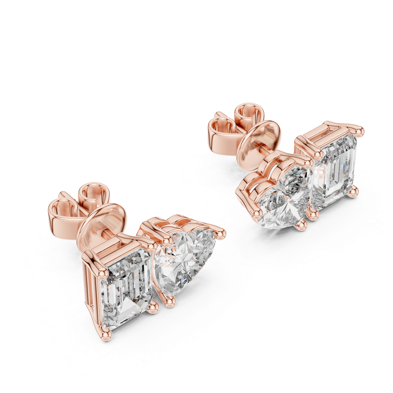 Gold Earrings L02-34, Rose Gold, view 2