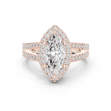Gold Ring DDLR-350, Marquise center stone, Rose Gold