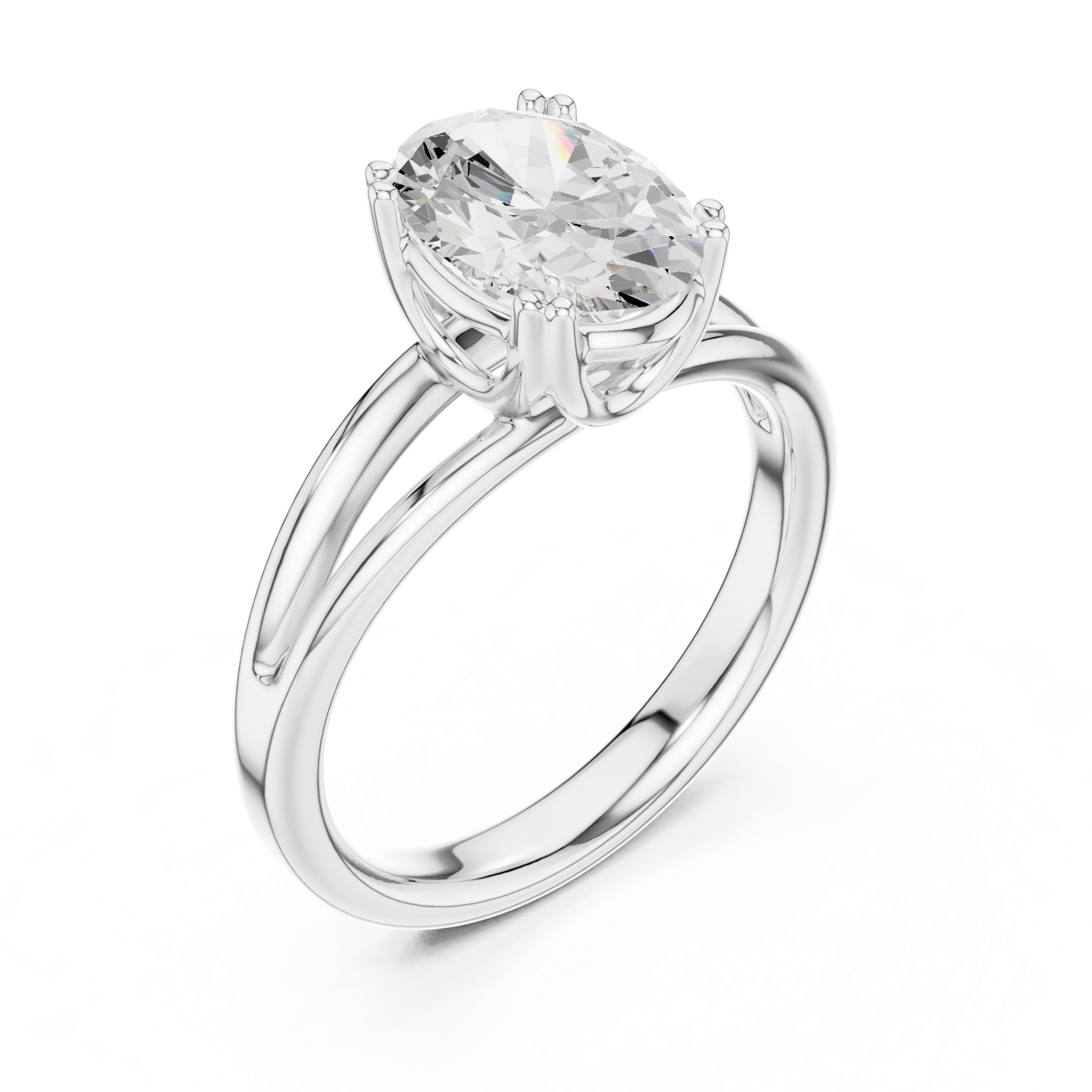 Gold Jewelry L36-7, Oval center stone, White Gold, view 2