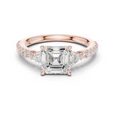 Gold Ring, Asscher center stone, Rose Gold