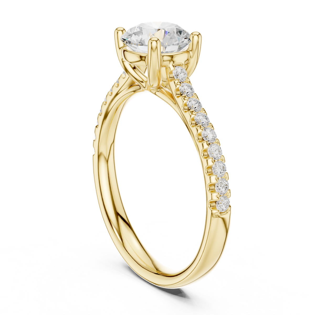 14K Solid Gold Lab Diamond Solitaire Ring, Yellow Gold, view 1
