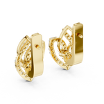 14K Solid Gold Lab Diamond Leaf Drop Earrings, Yellow Gold, view 3