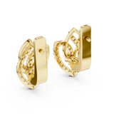 14K Solid Gold Lab Diamond Leaf Drop Earrings, Yellow Gold, view 3