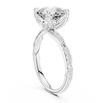 Gold Ring DDLR-167, Cushion center stone, White Gold, view 1