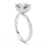 Gold Ring DDLR-167, Cushion center stone, White Gold, view 1