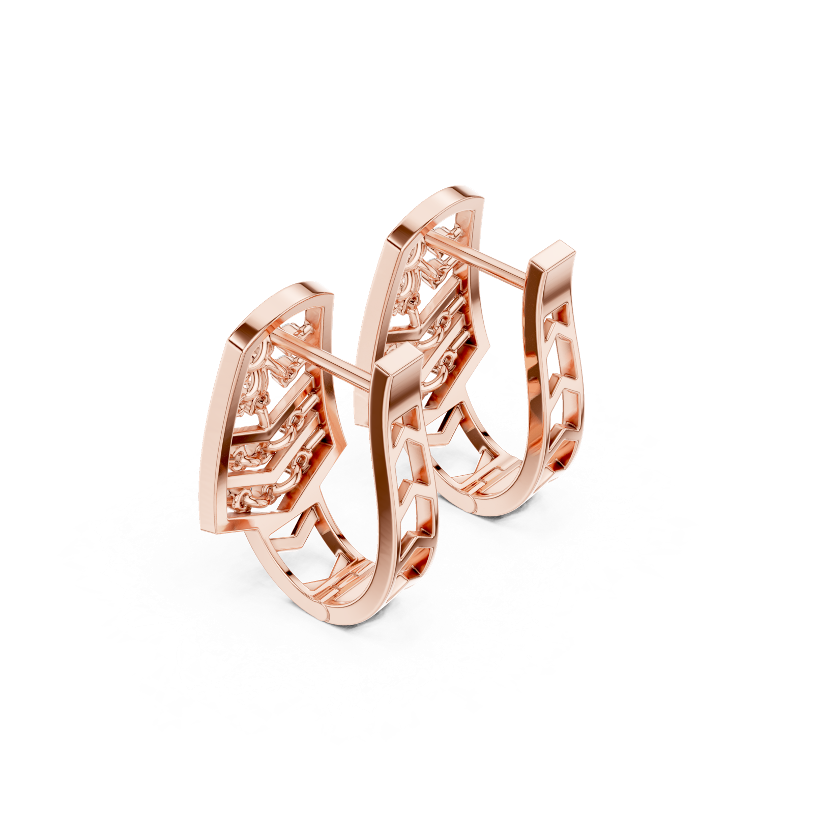14K Solid Gold Lab Diamond Cluster Earrings, Rose Gold, view 2