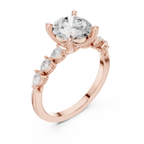Gold Ring DDLR-168, Round center stone, Rose Gold, view 2
