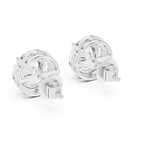 14K Solid Gold Lab Diamond Halo Earrings, White Gold, view 3