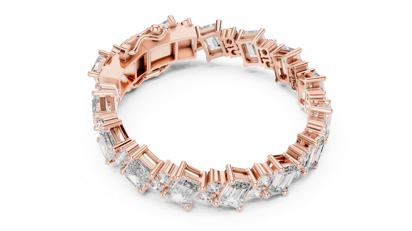 14K Solid Gold Lab Diamond Bracelet, Rose Gold, view 2