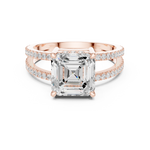 Gold Jewelry, Asscher center stone, Rose Gold, view 4