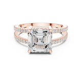 Gold Jewelry, Asscher center stone, Rose Gold, view 4