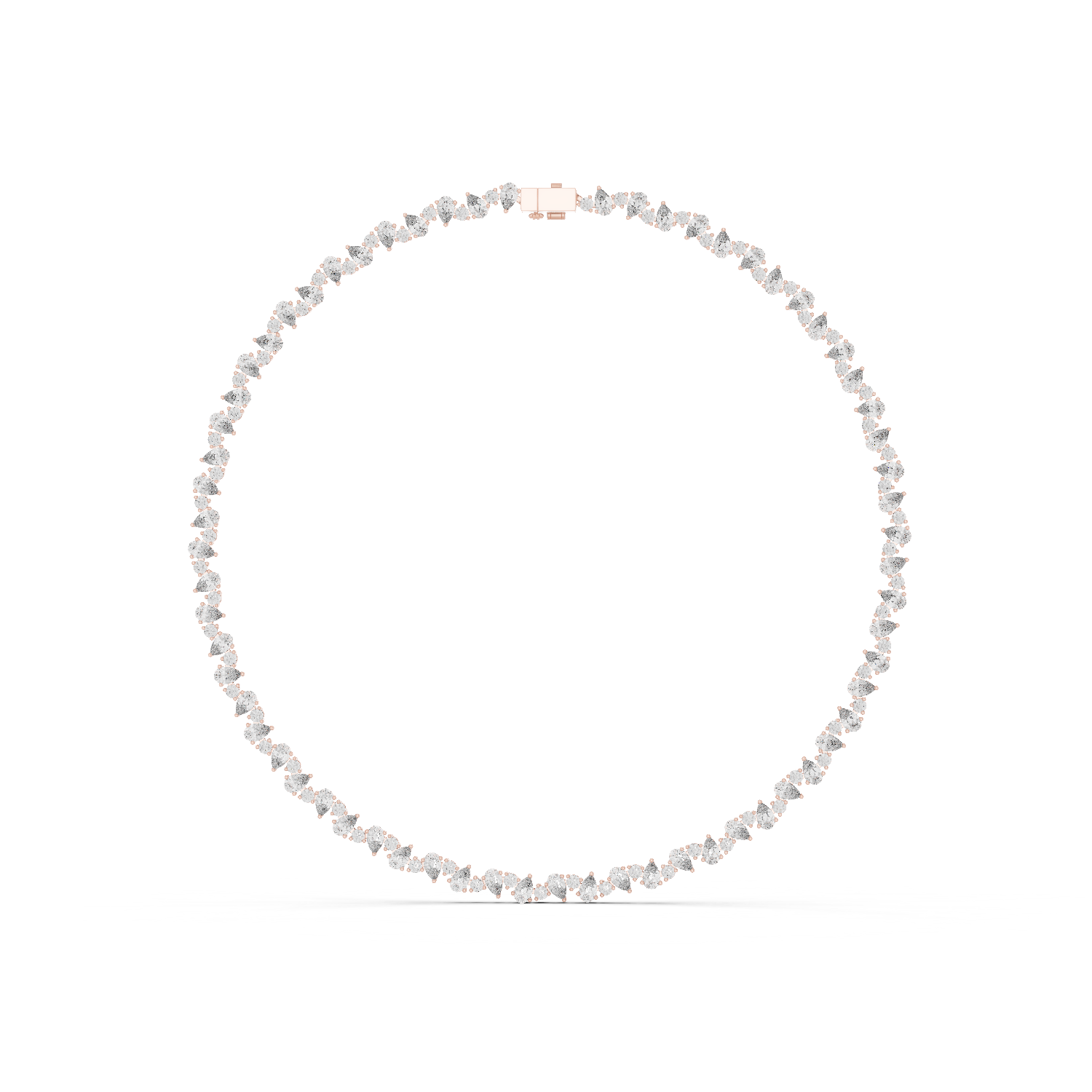 14K Solid Gold Lab Diamond Tennis Necklace, Rose Gold