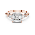 Gold Jewelry, Asscher center stone, Rose Gold, view 4