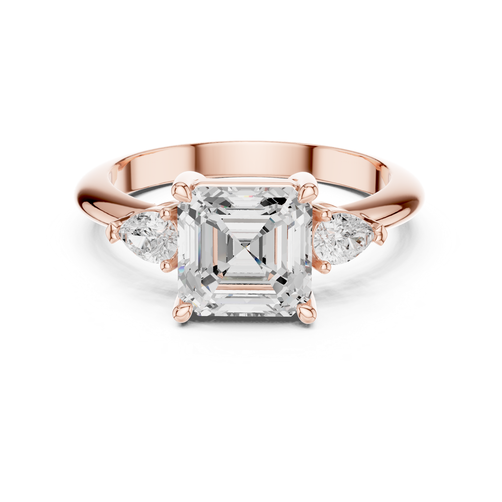 Gold Jewelry, Asscher center stone, Rose Gold, view 4
