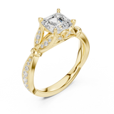Gold Ring DDLR-257, Asscher center stone, Yellow Gold, view 2