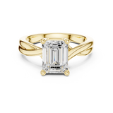 Gold Twisted Band Solitaire Engagement Ring, Emerald center stone, Yellow Gold, view 4