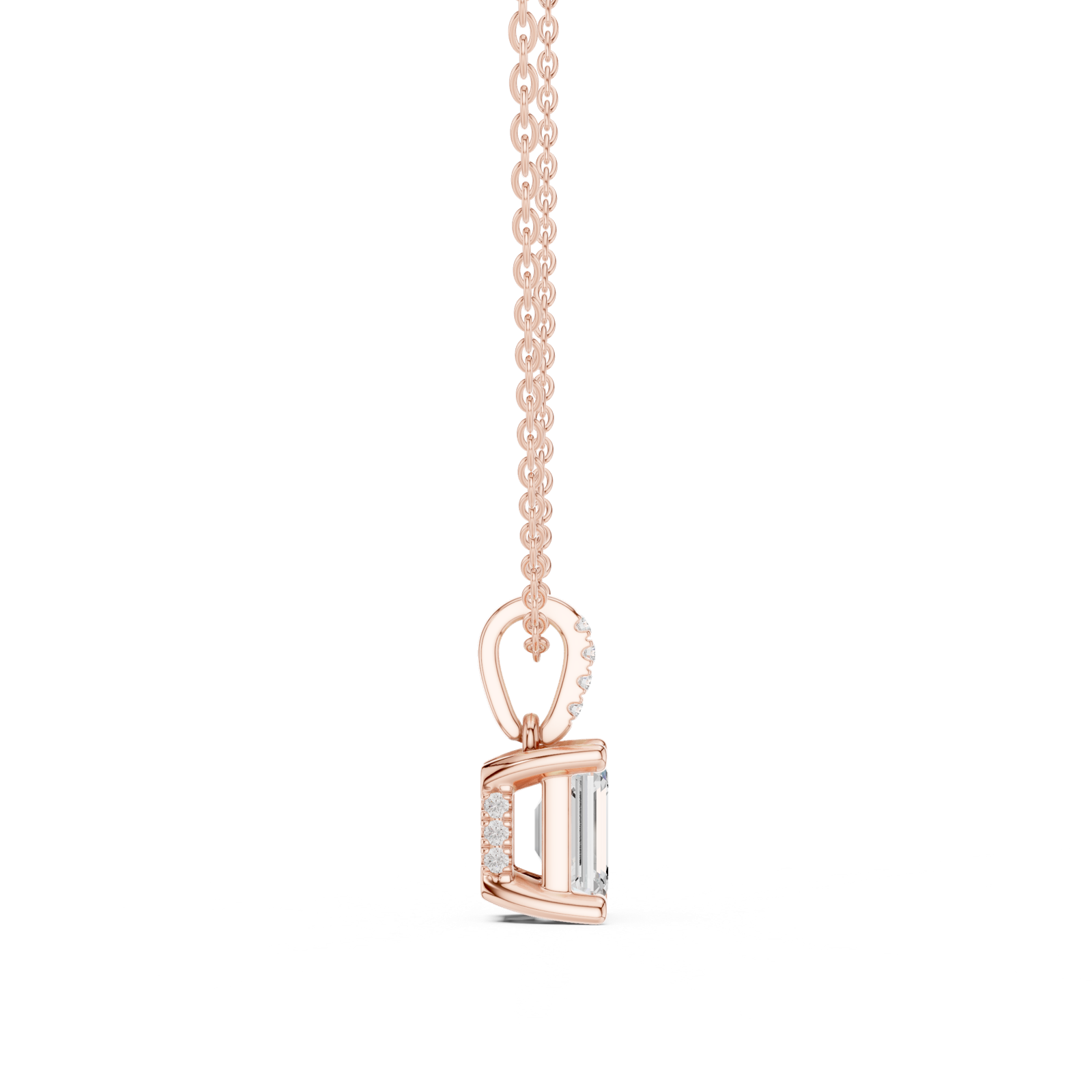 Gold Jewelry, Emerald center stone, Rose Gold, view 3
