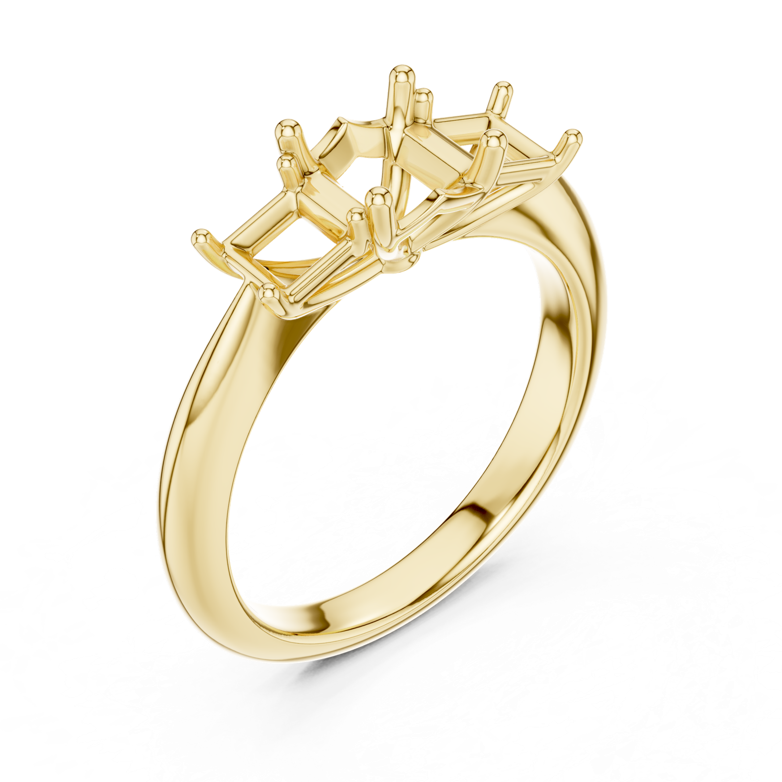 Gold Ring DDLR-044, Asscher center stone, Yellow Gold, view 2