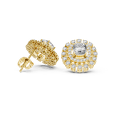 14K Solid Gold Lab Diamond Halo Earrings, Yellow Gold, view 1