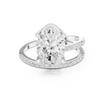 Gold Jewelry L35-39, Oval center stone, White Gold, view 4