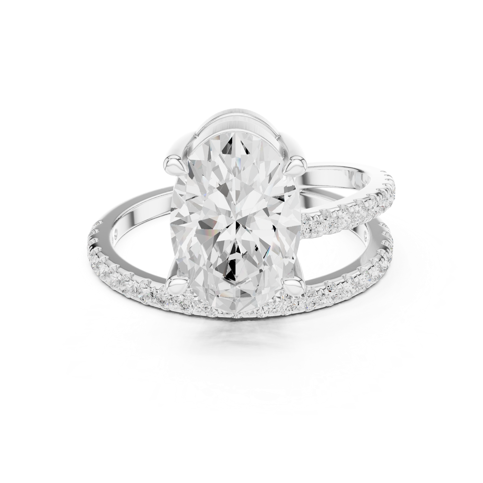 Gold Jewelry L35-39, Oval center stone, White Gold, view 4