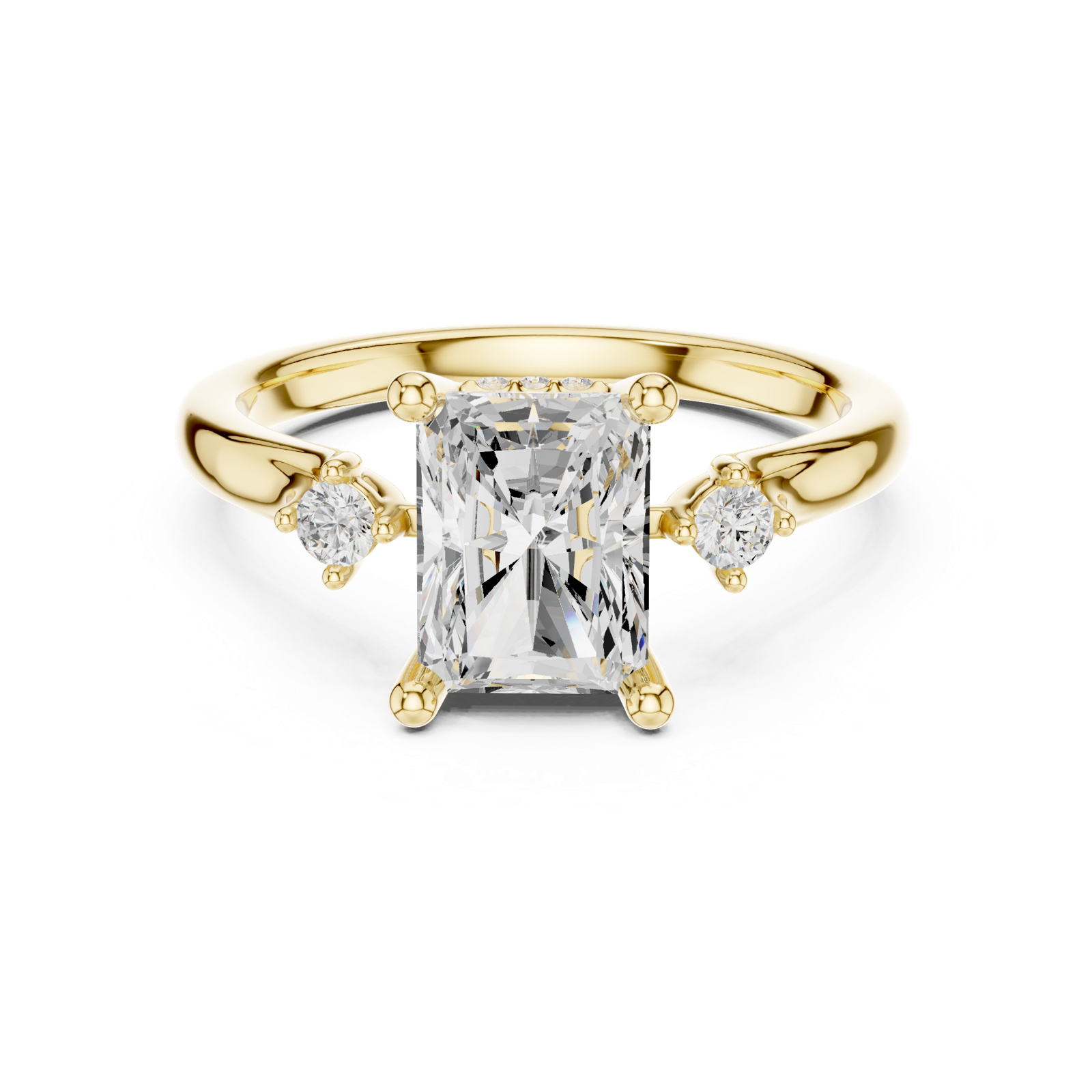 Gold Ring DDLR-164, Radiant center stone, Yellow Gold, view 4