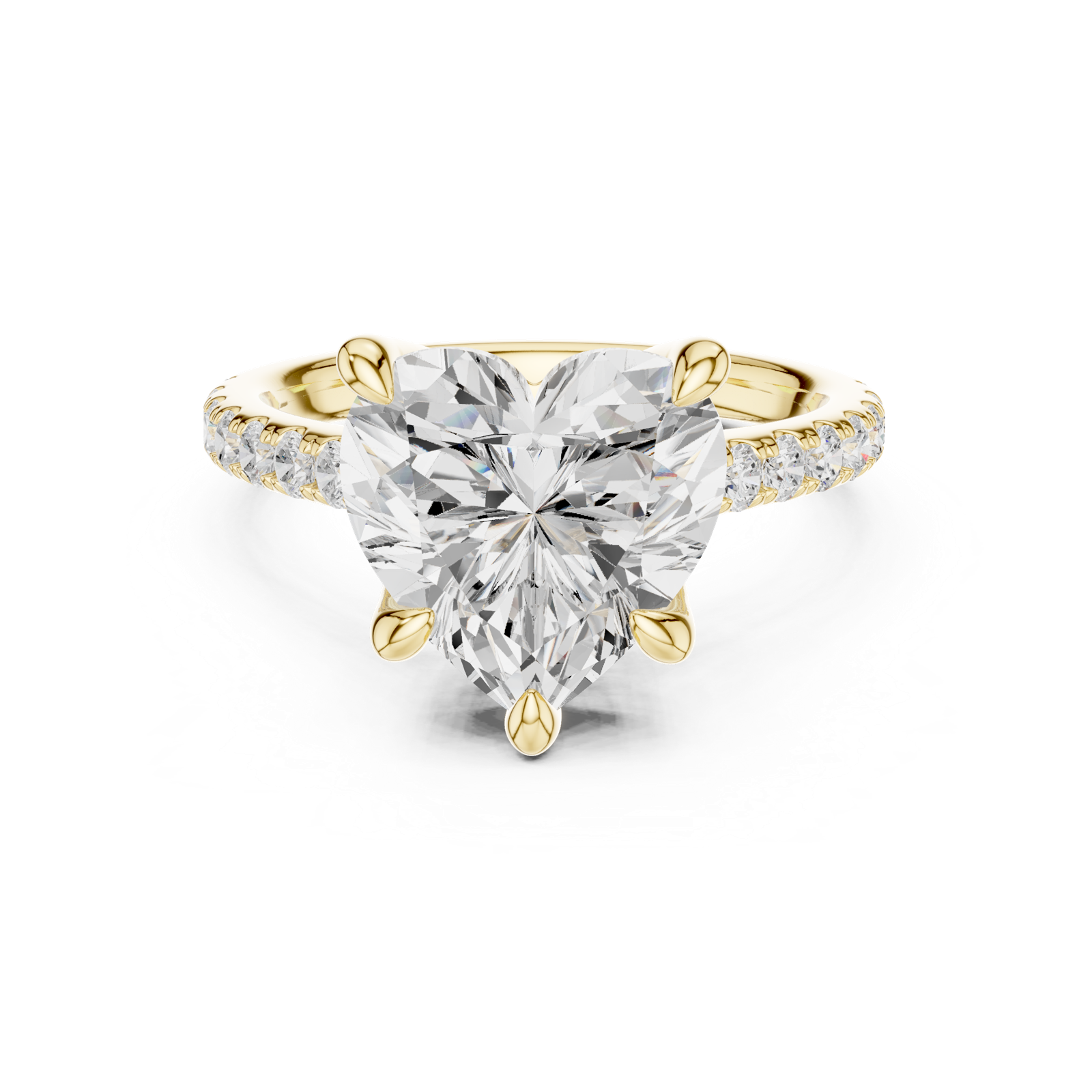 Gold Ring DDLR-250, Heart center stone, Yellow Gold, view 4