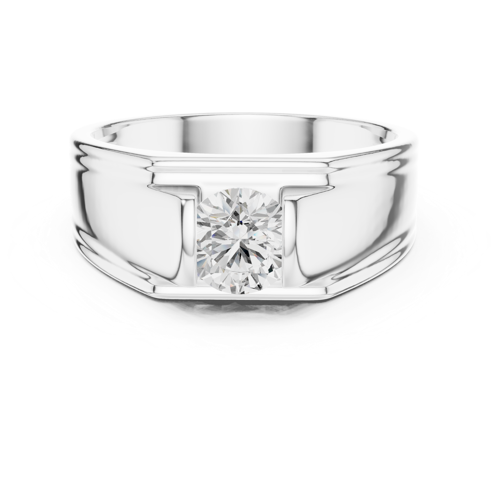 Gold Men's Ring GGR-0026, White Gold, view 4