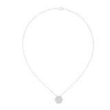14K Solid Gold Lab Diamond Halo Pendant Necklace, White Gold, view 1