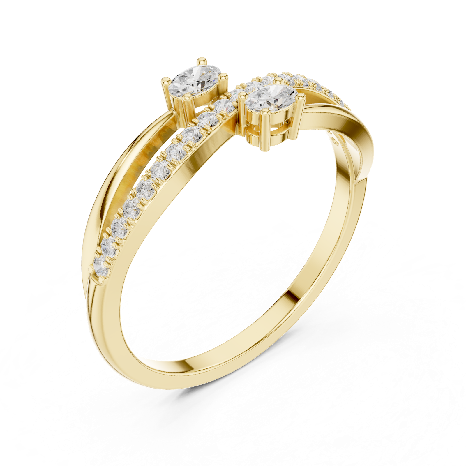 Gold Ring HLR-254, Yellow Gold, view 2