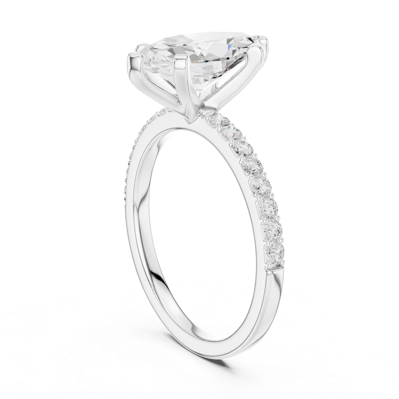 Gold Ring DDLR-040, Marquise center stone, White Gold, view 1